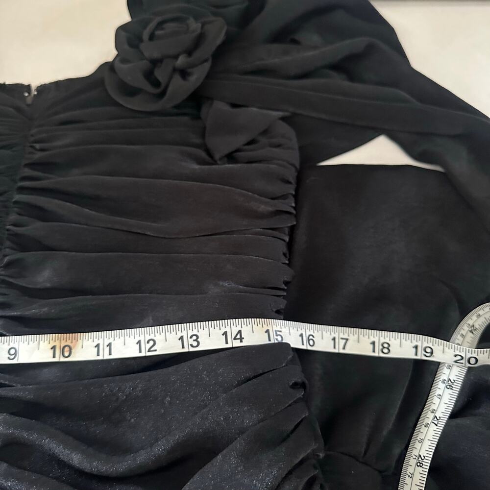 Vintage 80s black midi ruched dress - Picture 6 of 7